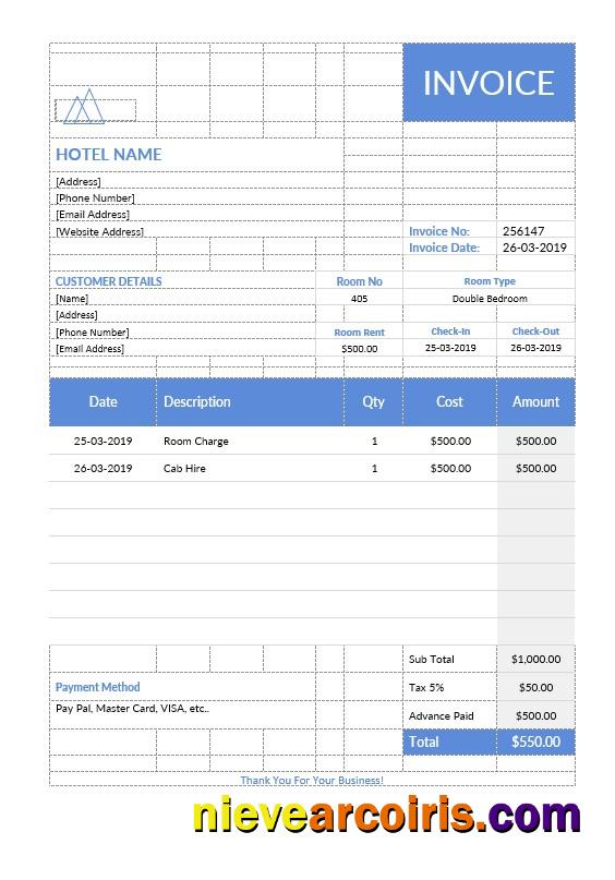 Hotel Stay Invoice